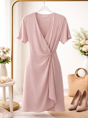 Babaton Dusty Pink Wrap Dress